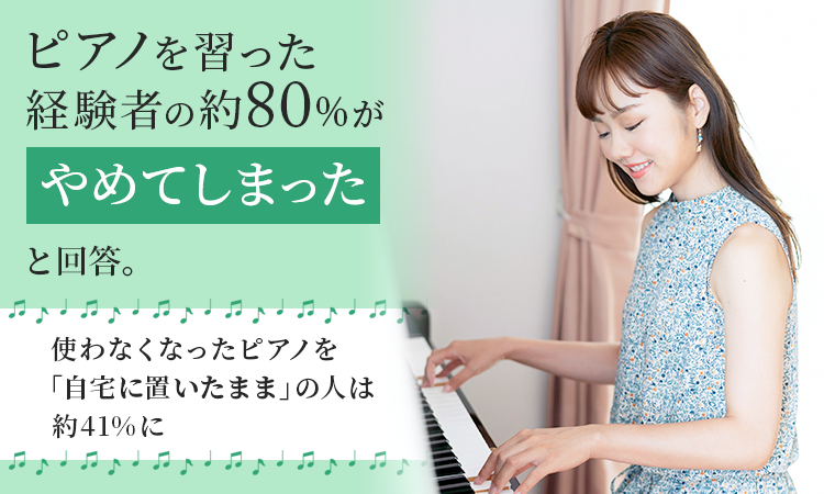 ピアノを習った軽経験者の約80%がやめてしまったと回答